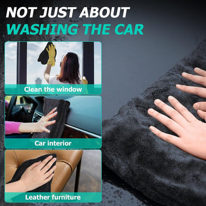 Microfiber Towels For Cars 2-Pack Car Drying Towel 1300 Gsm Ultra-Large Soft Microfiber 35" x 27.5" & 19.7" x 11.8" Towels Are Great For Car And Home Cleanups No Streaks, Scratches Or Water Spots