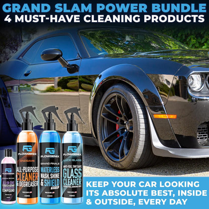 Flowgenix™ Waterless Car Wash Spray - Grand Finale - Motorcycle Cleaner & Car Wax Polish (8 oz) - Ceramic Coating - Incl. 2 Microfiber Towels - Quick Detailer Spray to Make Your Vehicle Shine