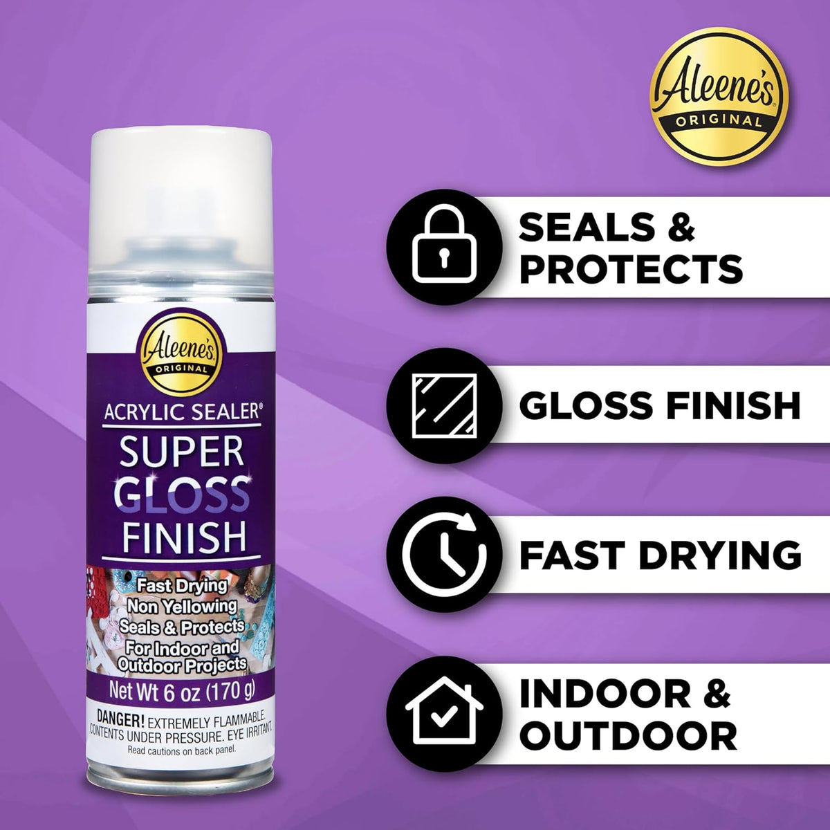 Aleene's 26412 Spray Gloss Finish, 6 Oz Acrylic Sealer, Original Version, Clear - Gloss