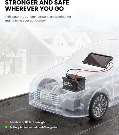 POWOXI Upgraded 7.5W-Solar-Battery-Trickle-Charger-Maintainer-12V Portable Waterproof Solar Panel Trickle Charging Kit for Car, Automotive, Motorcycle, Boat, Marine, RV,Trailer, Snowmobile, etc.