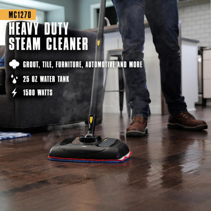 McCulloch MC1385 Deluxe Canister Steam Cleaner, 2-Hour Runtime, Chemical-Free, 23 Accessories: Mop Head, Brushes & More - Built for Home, Tile, Carpet, Furniture, & Personal Car Detailing