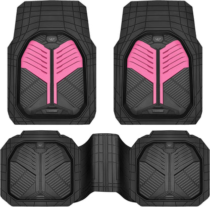 CAR PASS Heavy Duty Rubber Car Mats with Cargo Liner, Deep-Dish Car Floor Mats and Trunk Mat All Weather, Universal Trim-to-Fit for SUVs Trucks Sedans, Waterproof Anti-Slip, Trimmable V12 Black