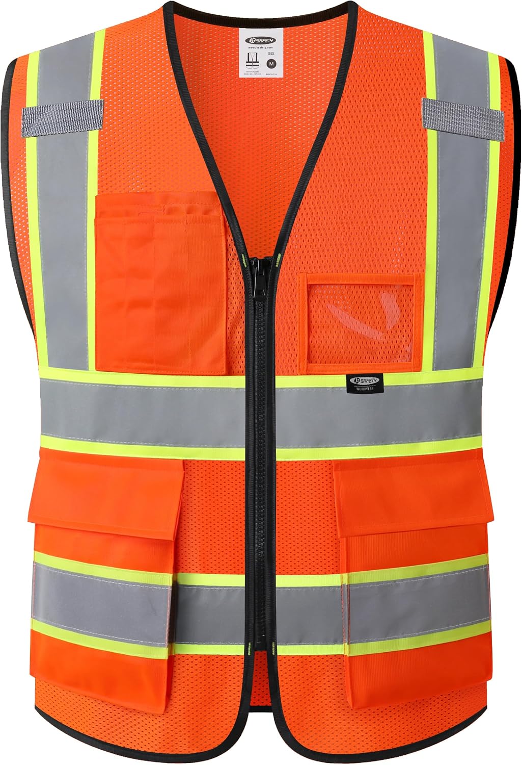 JKSafety Safety Vest for men women Hi Vis Reflective Vest with Pockets and Zipper High Visibility Meet ANSI Standard（BX320