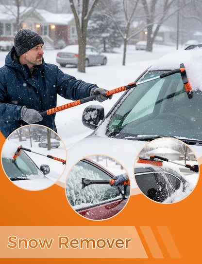 41" Ice Scrapers for Car Windshieldand Extendable Snow Brush with Foam Grip and 360° Pivoting Brush Head for Christmas Car Auto Truck SUV
