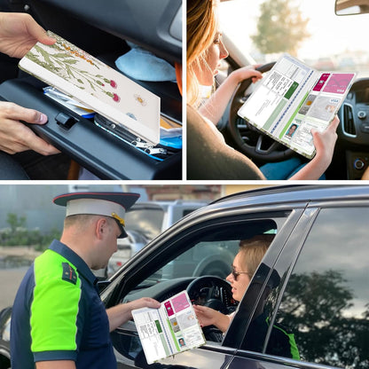 Car Registration and Insurance Holder, Auto Truck Document Holder with Magnetic Shut, Vehicle Glove Box Car Organizer, Interior Car Accessories for Women Men (Bow)