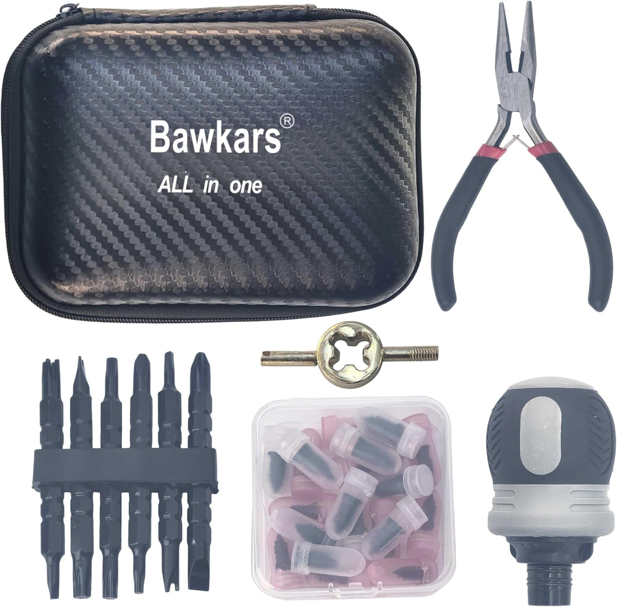 60 PCS Tire Repair Rubber Nail, Vacuum Tire Repair Kits Spiral Rubber Screws, Fast Self-Service Tool for Car, Truck, Motorcycle, Tractor Tire Puncture Repair (Black)