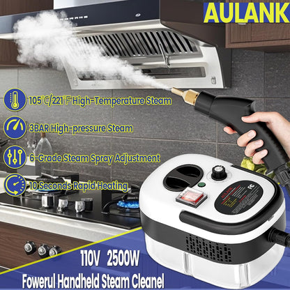 2500W Handheld Steam Cleaner,Portable Car Steamer For Auto Detailing,High-Temperature and Pressure Steam Cleaner For Home, Steam Cleaning Machine for Furniture,Kitchen,Grout,Floor,Tile (Gray)