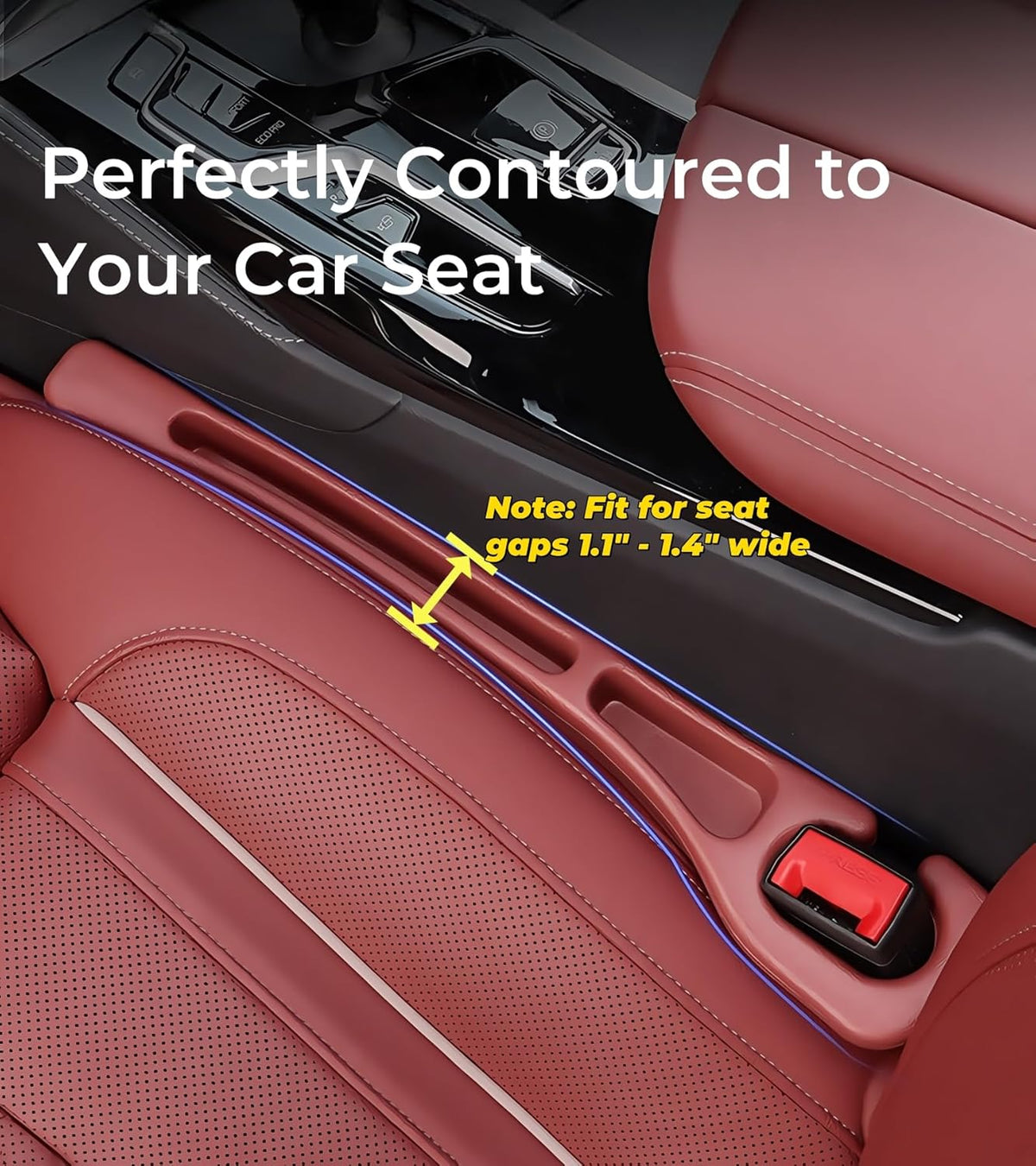 BESTKEE Car Seat Gap Filler 2 Pack, No Drop Seat Gap Plug with Dual Storage Slots, Blocks Phones Keys Coins, Flexible EVA Console Gap Filler Auto Accessories for Cars SUVs Trucks