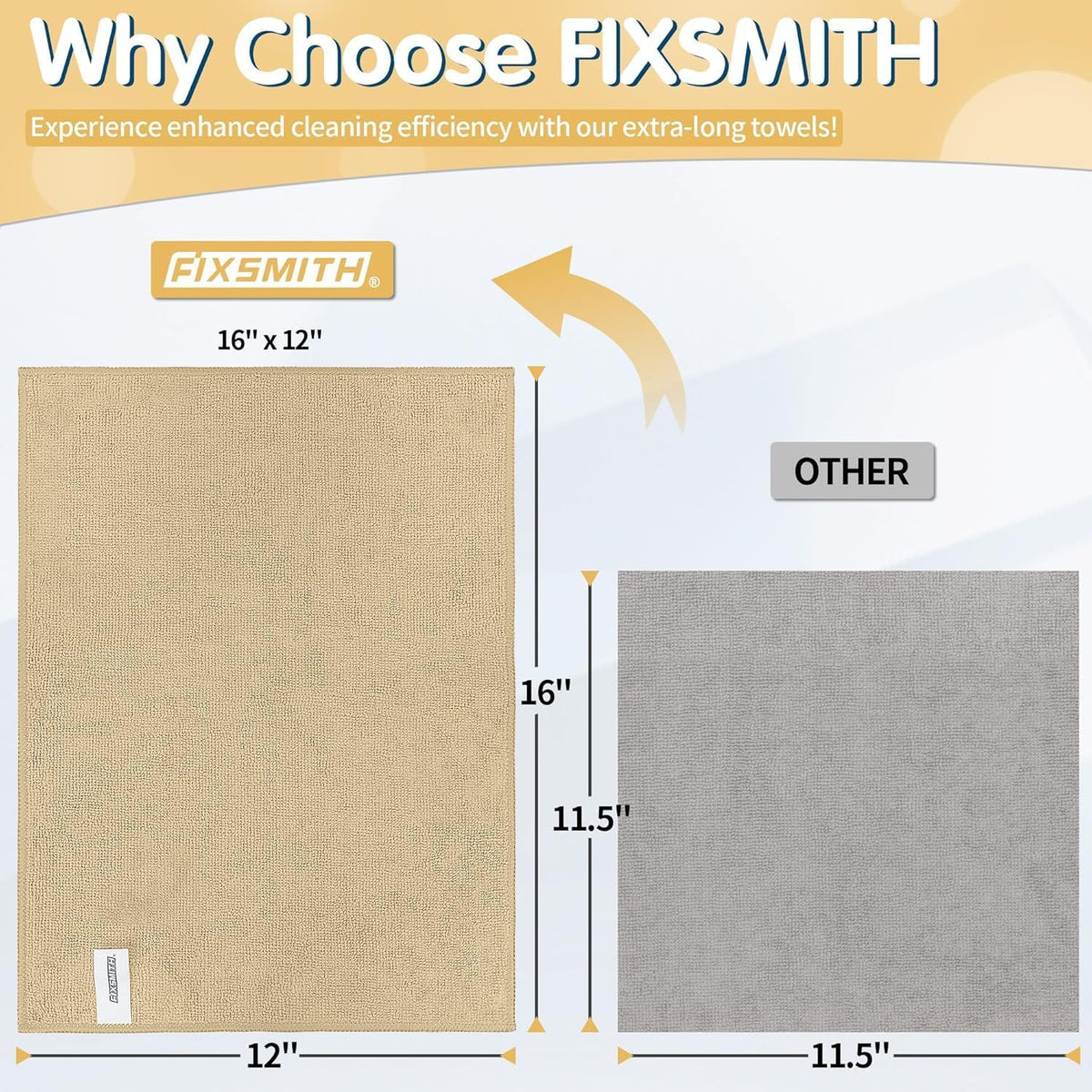 FIXSMITH Microfiber Cleaning Cloth - Pack of 50, Microfiber Towels for Cars 16 x 12 in, Highly Absorbent Cleaning Rags, Lint-Free, Streak-Free Cleaning Cloths for Car Kitchen Home Office