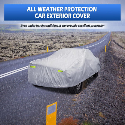 6 Layers Car Cover Waterproof All Weather for Automobiles, Size A3 with Zipper Cotton Fit for Toyota Camry, Honda Accord, Ford Mustang, Chevy Camaro/Malibu,Kia Optima/K5 (187-198 inch)