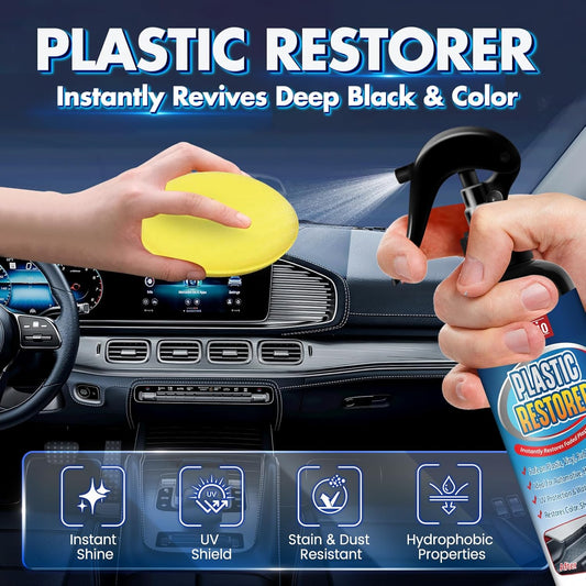 Black Trim & Plastic Restorer for Cars – Restores Faded Bumpers, Rubber & Vinyl – Long-Lasting UV Protection, No Oily Residue – Complete Kit with Foam Applicator & Towel (4.4oz/130ml)