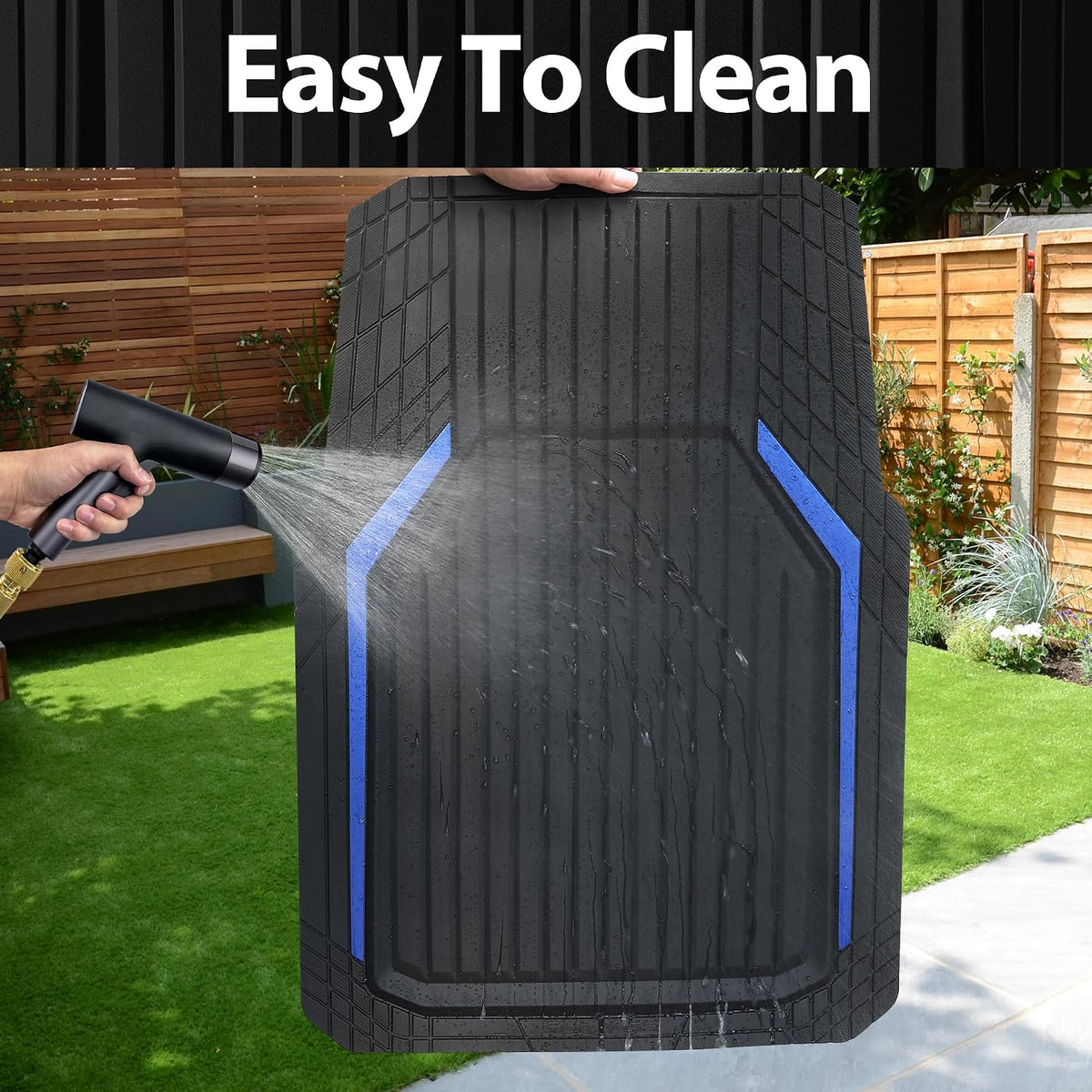 CAR PASS Heavy Duty Rubber Floor Mats for Car, Waterproof Liner Deep Dish Car Mats Full Sets, Universal Trim to Fit for SUV Truck Sedans Vans, All Weather Automotive Floor Mats 3pcs, Solid Black