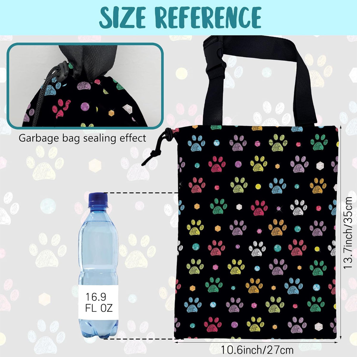 Car Garbage Bag Colorful Floral Spring Daisy Drawstring Car Trash Bag Hanging for Back Seat with Adjustable Buckle Canvas Vehicle Trash Can Easy-to-Install