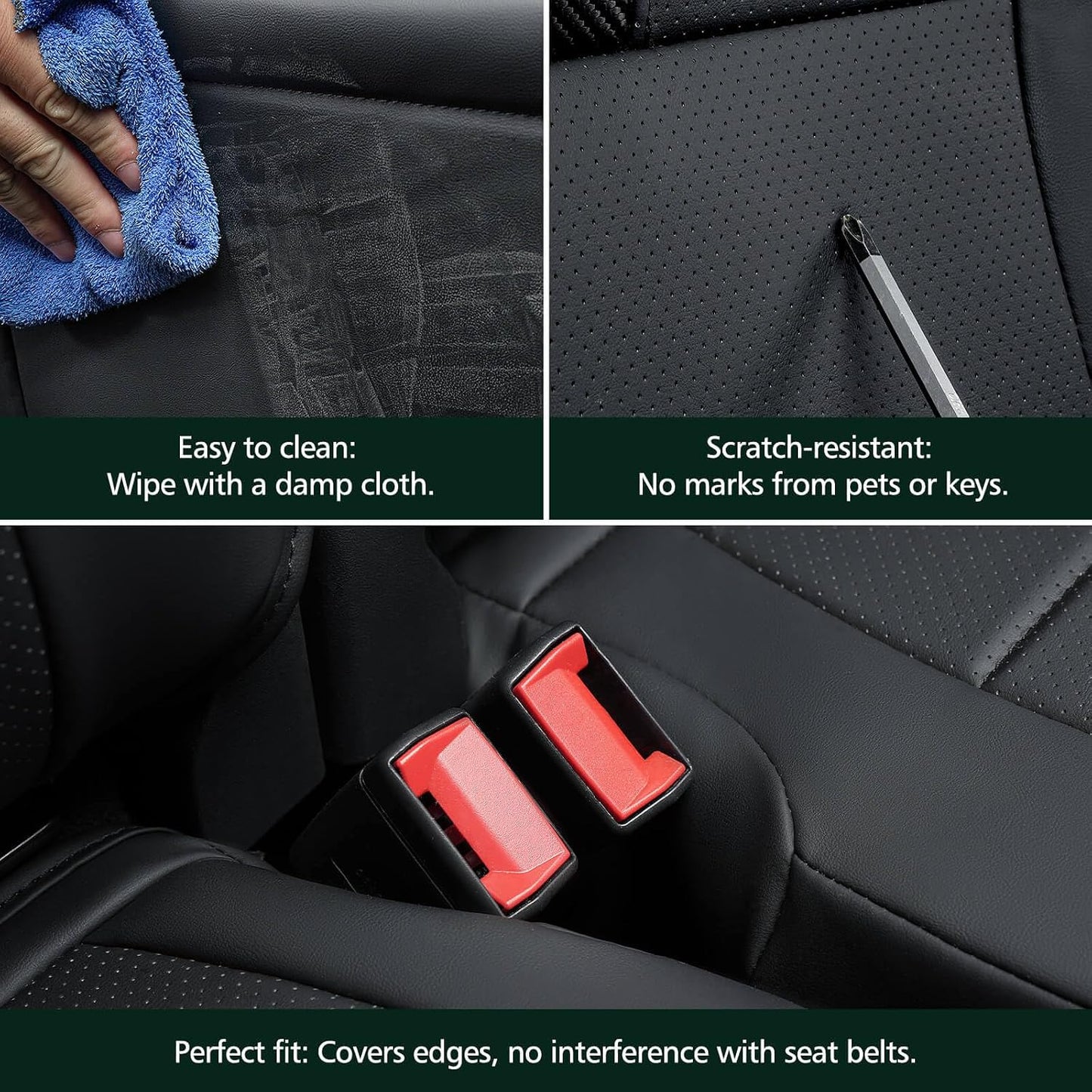 for Ford F150 Seat Covers 2015-2023 2024 2025 2026,Full Set Leather Waterproof Black Trucks Pickup Seat Covers Custom Fit for Ford F150 Accessories,Car Seat Cover for SuperCrew/CrewCab(XL,XLT)