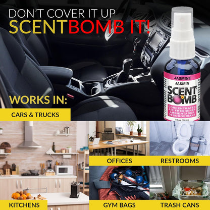 Scent Bomb Air Freshener Spray, Long-Lasting Odor Eliminator - Effective Deodorizer for Home & Car, Fresh Room Spray for Kitchen, Bathroom & Smell Neutralizer - 1 oz Pack of 4, Black Cherry Scent
