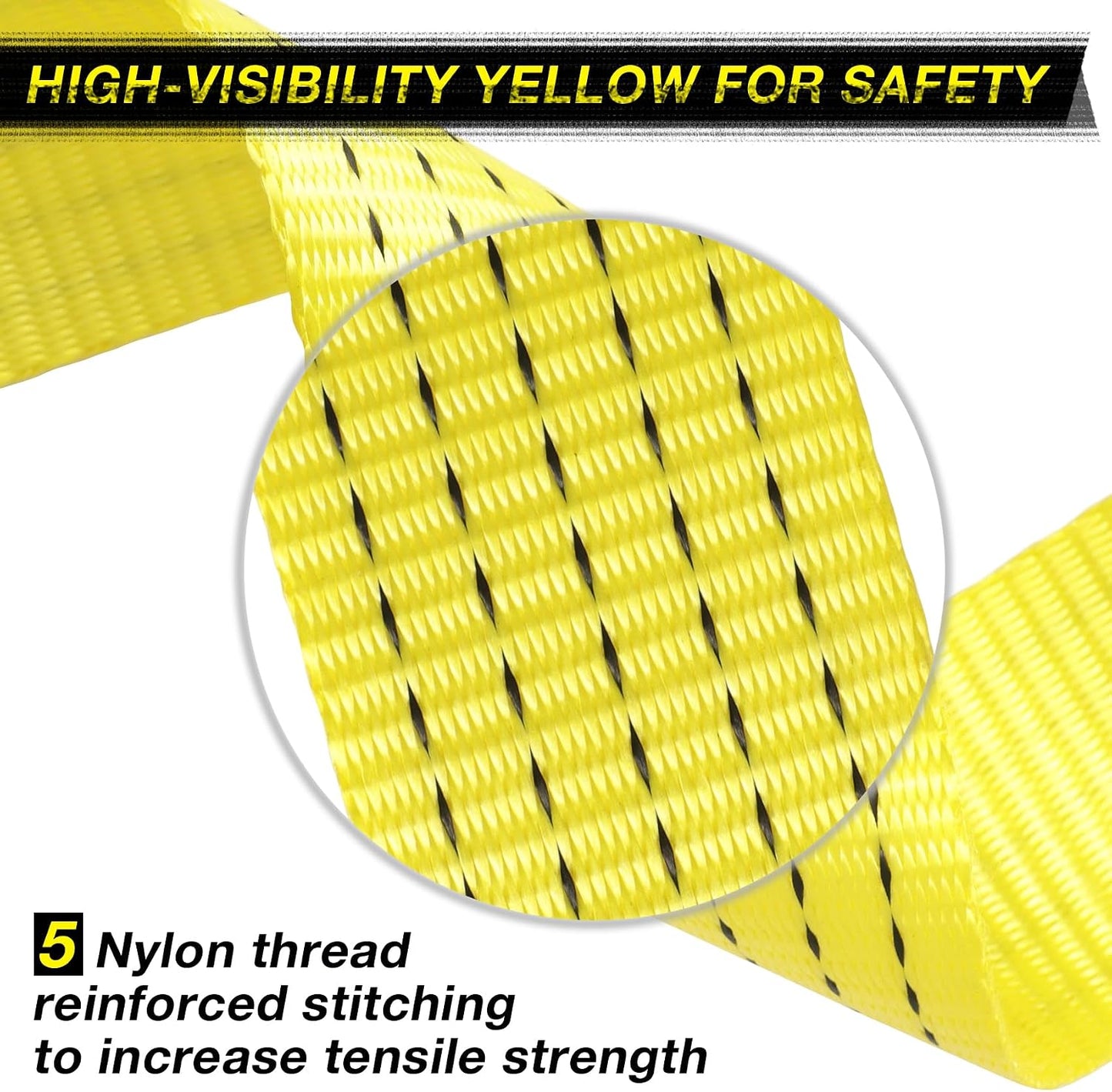 Tow Strap with Hooks, 2" x 20ft Heavy Duty Recovery Strap 15000 lbs Capacity Towing Straps for Car Truck Boat ATV Roadside Emergency