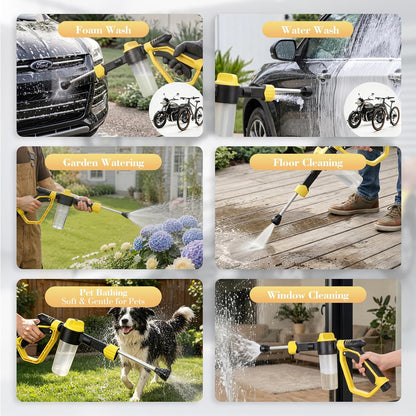 Car Wash Foam Gun for Garden Hose - High Pressure Foam Cannon Car Wash Kit with 3 Spray Modes - Professional Car Wash Hose Sprayer for Cars, Trucks, RVs, Motorcycles & More, Yellow