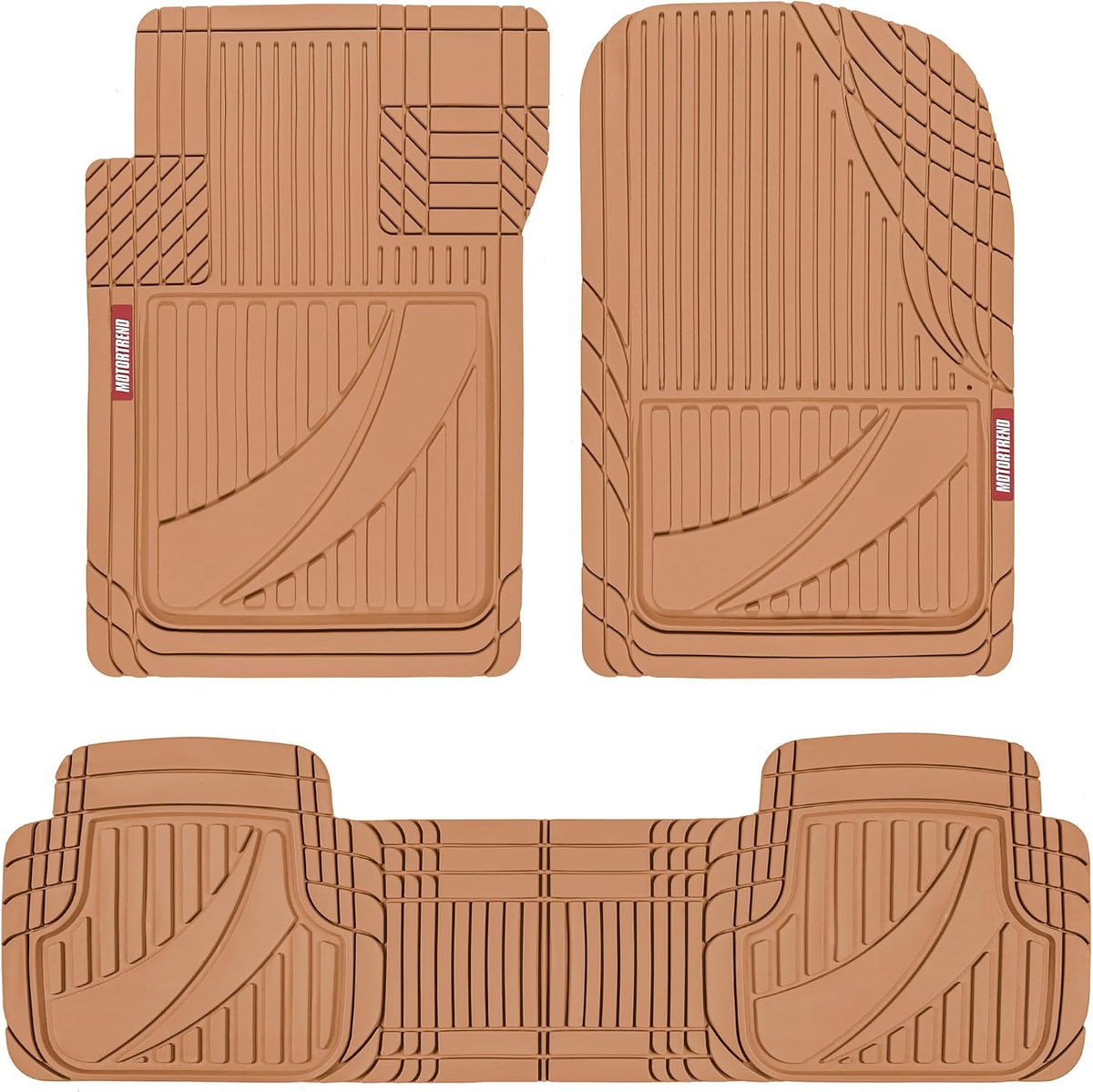 Motor Trend FlexTough Advanced Heavy Duty Black Rubber Car Floor Mats & Cargo Liner for SUV & Car Full Set - Universal Trim to Fit All Weather Automotive Floor Mat & Cargo Liners for SUV, Car, & Van