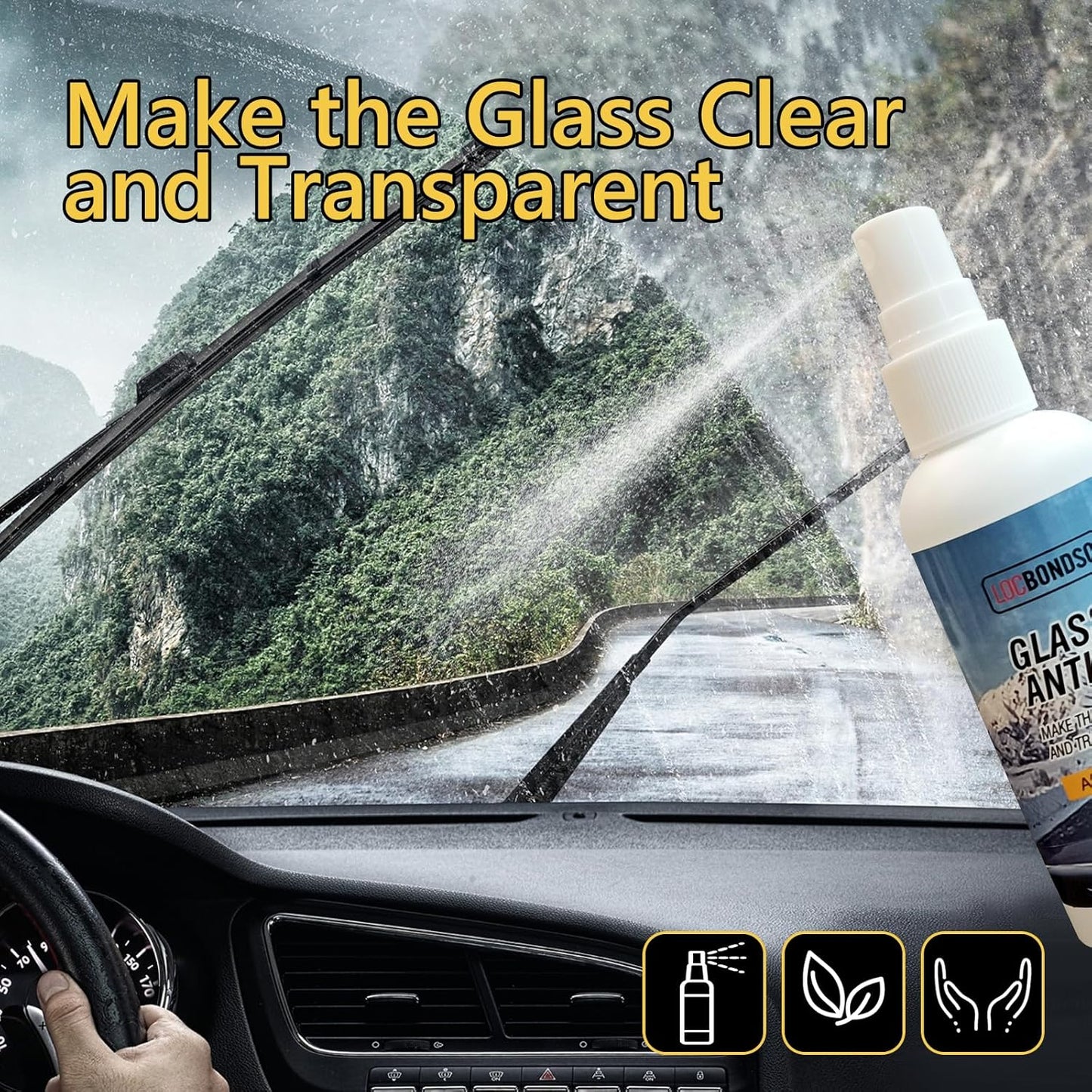 LOCBONDSO Anti Fog Spray for Glasses, Eye Glasses, Swim Goggles, Ski Goggles, Car Windshield, Prevent Fogging, Improve Visibility, Safe for All Lenses - 100ml