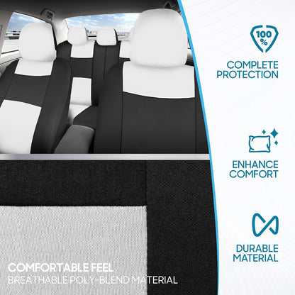 BDK PolyPro Car Seat Covers Full Set in Charcoal on Black – Front and Rear Split Bench for Cars, Easy to Install Cover Set, Accessories Auto Trucks Van SUV