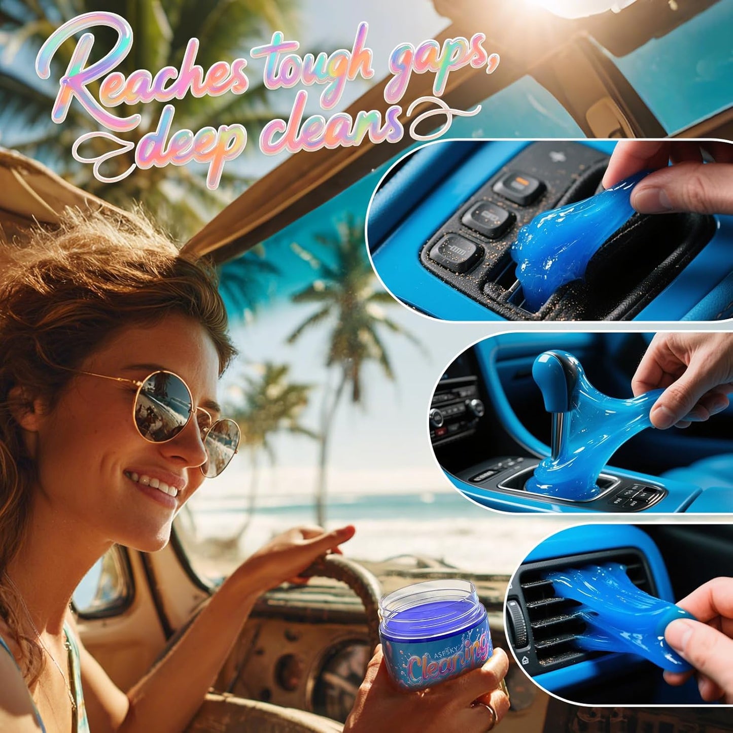 ASFSKY Car Cleaning Gel (Blue,Mint) Cleaning Putty Universal Dust Cleaning Car Interior Cleaner Keyboard Dust Remover Car Slime Gifts for Men Women girl（1 pack）