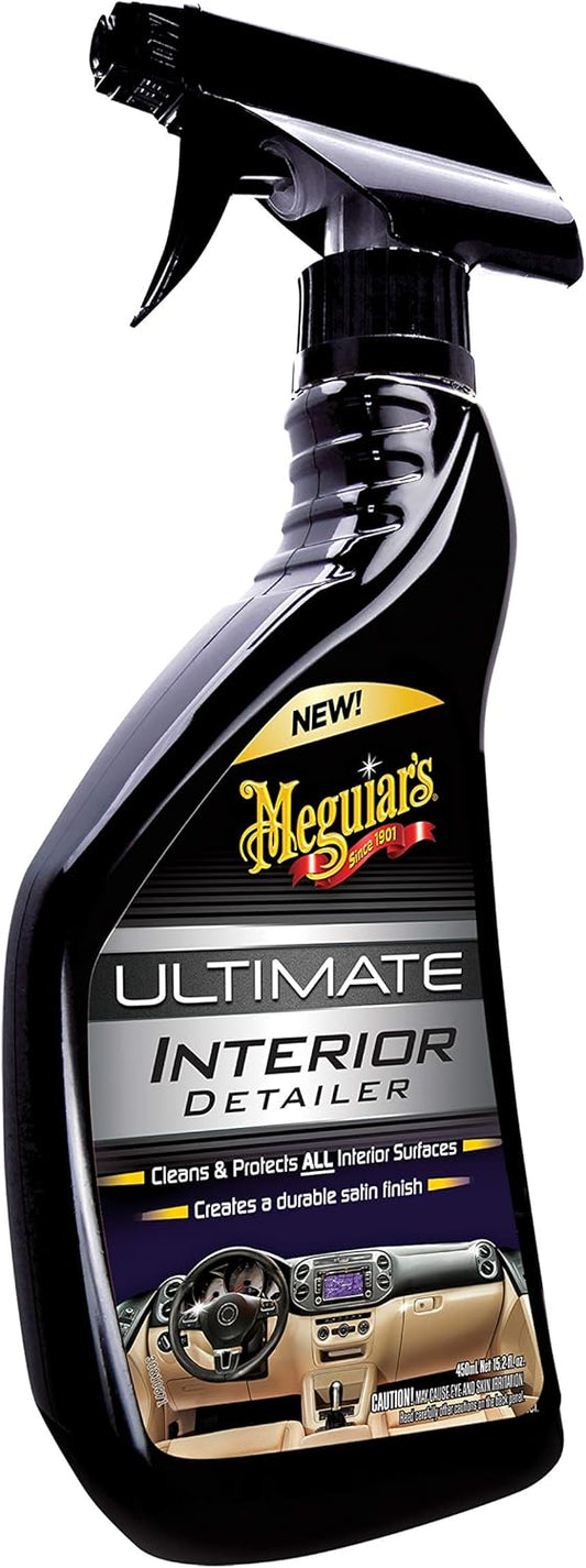 Meguiar's G16216 Ultimate Interior Detailer, Protects Interior Surfaces from Dirt and Grime, Leaves Your Surfaces Protected from UV Rays and Giving It a Lasting Finish, 15.2 Oz Spray Bottle