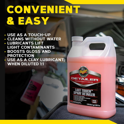 Meguiar's D15501 Last Touch Spray Detailer, Great for Use as Clay Lubricant, creates a Showroom Shine, Removes Dust, Smudges, Fingerprints and More, Versatile Use and Enhances Protection, 1 Gallon