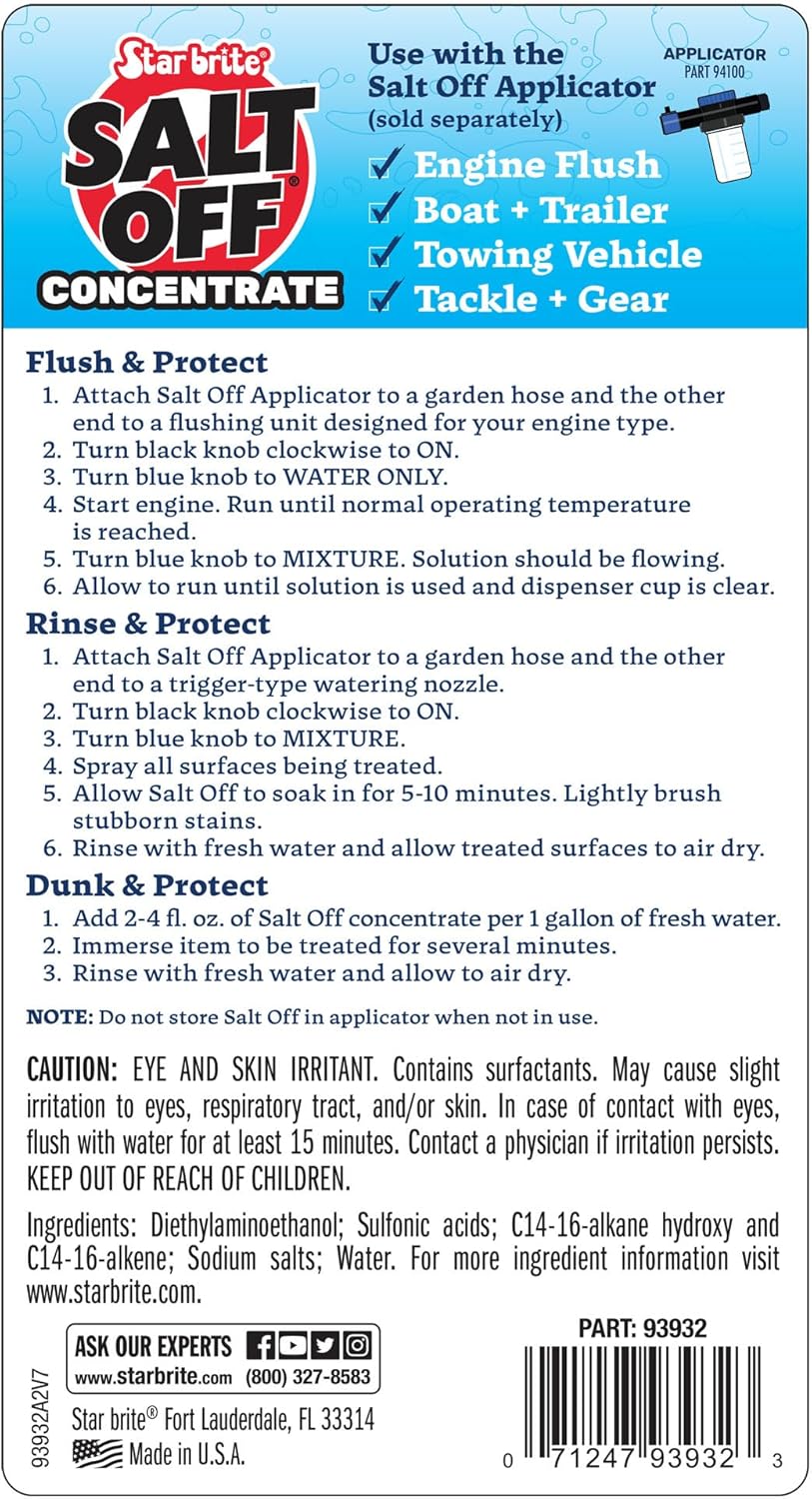 STAR BRITE Salt Off Concentrate - Ultimate Salt Remover Wash & Marine Engine Flush for Boats, Vehicles, Trailers, and More - 128 OZ Gallon (093900N)