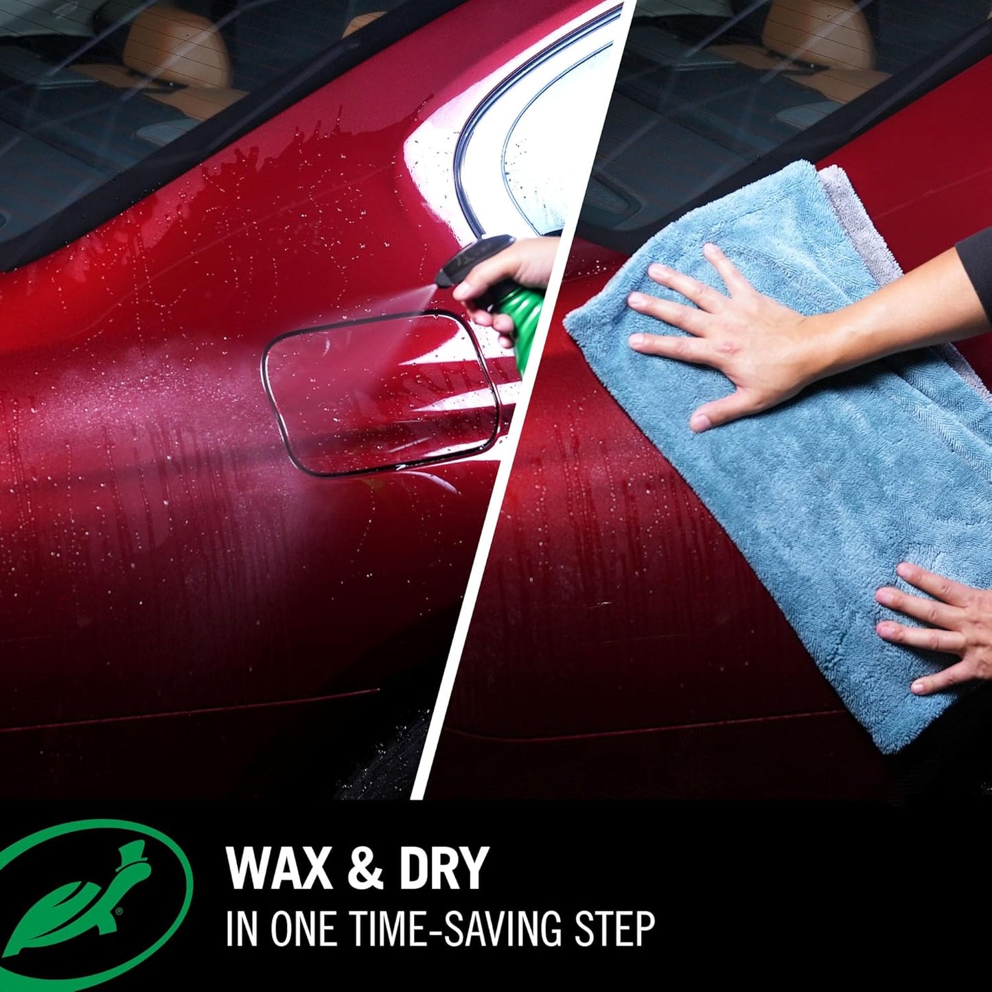 Turtle Wax 50834 1-Step Wax and Dry, Quick and Easiest Step to High Shine, for Cars, Trucks, Motorcycles and RVs, 26 oz. Double Pack with Microfiber Towel