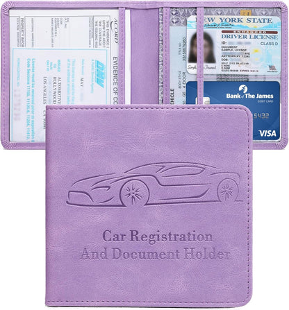Registration and Insurance Card Holder, Vehicle Glove Box Car Organizer with Magnetic Closure, Interior Car Accessories for Documents, Cards, License Storage, 1-Pack Red