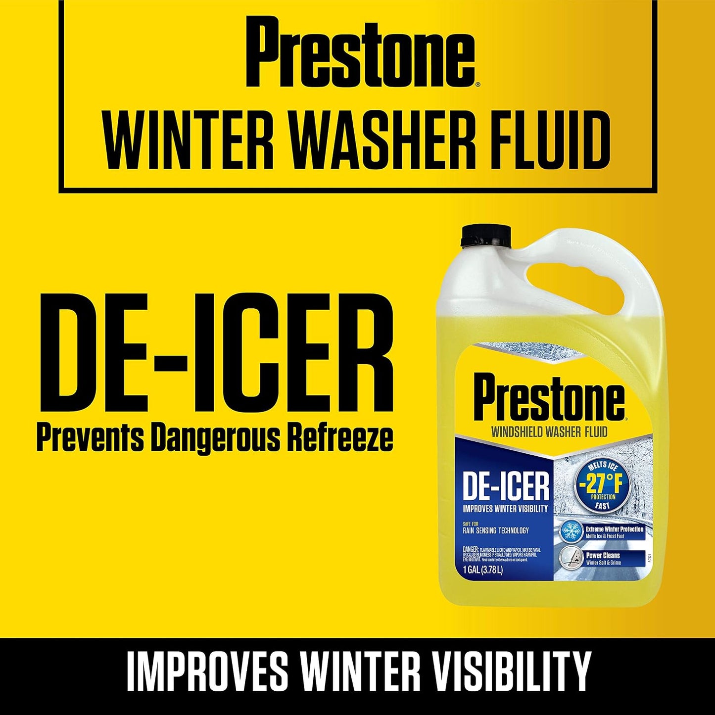 Prestone AS250 De-Icer / Winter Windshield Washer Fluid, 1 Gallon