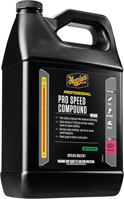 Meguiar's Pro Speed Compound M10032, Fast-Cutting Rubbing Compound for Cars, Offers Heavy Scratch and Swirl Removal, Professional Car Polish, Car Compound Removes up to 1200 Grit Sanding Marks, 32 Oz