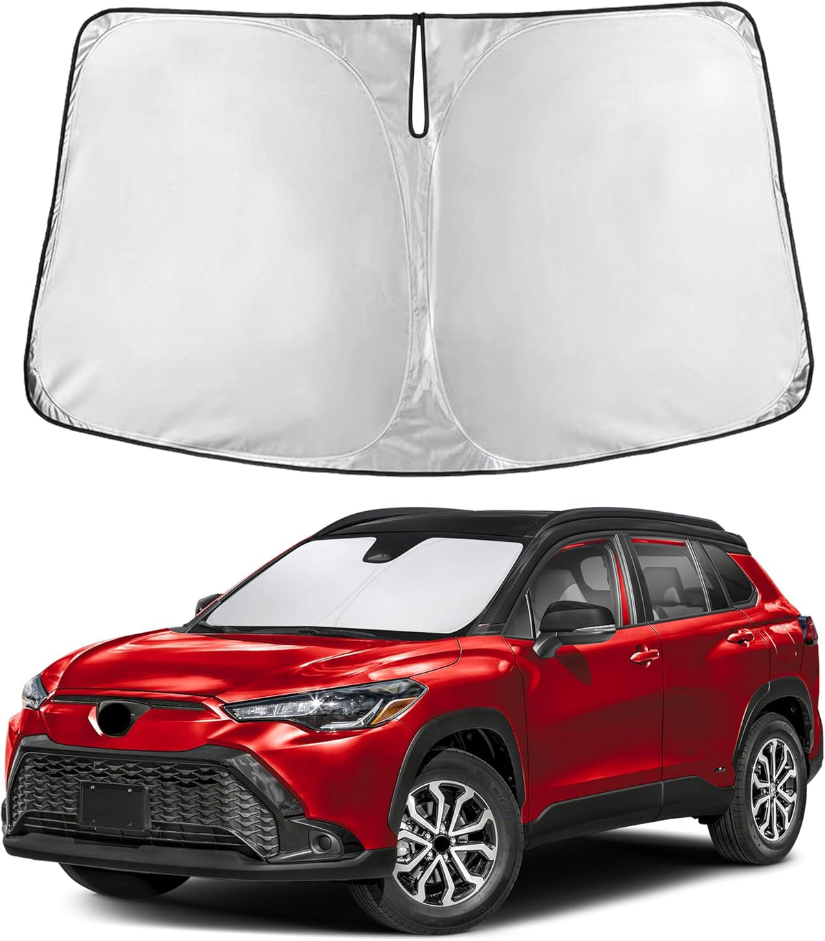 EcoNour Car Windshield Sun Shade | 2025 Upgraded Innovative No-Light-Pass Technology for Maximum Coverage | Foldable Sun Shade Keeps Your Vehicle Cool | Must-Have Car Accessories | Small (59" x 29") - Colors N