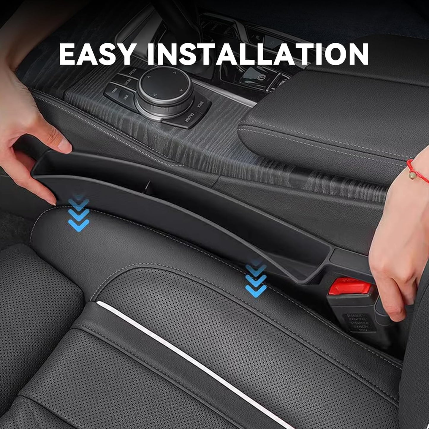2PCS Car Seat Gap Filler, Automotive Seat Organizer Fill The Gap Between Seat and Console, Universal Car Storage Box Inserts Fill The Gap Between Seat &Console for Coins Wallets Keys (Black)