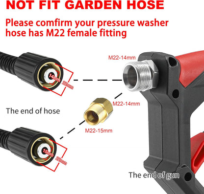 Tool Daily Short Pressure Washer Gun with Foam Cannon, 1/4 Inch Quick Connector, with 5 Pressure Washer Nozzle Tips, 1 Liter