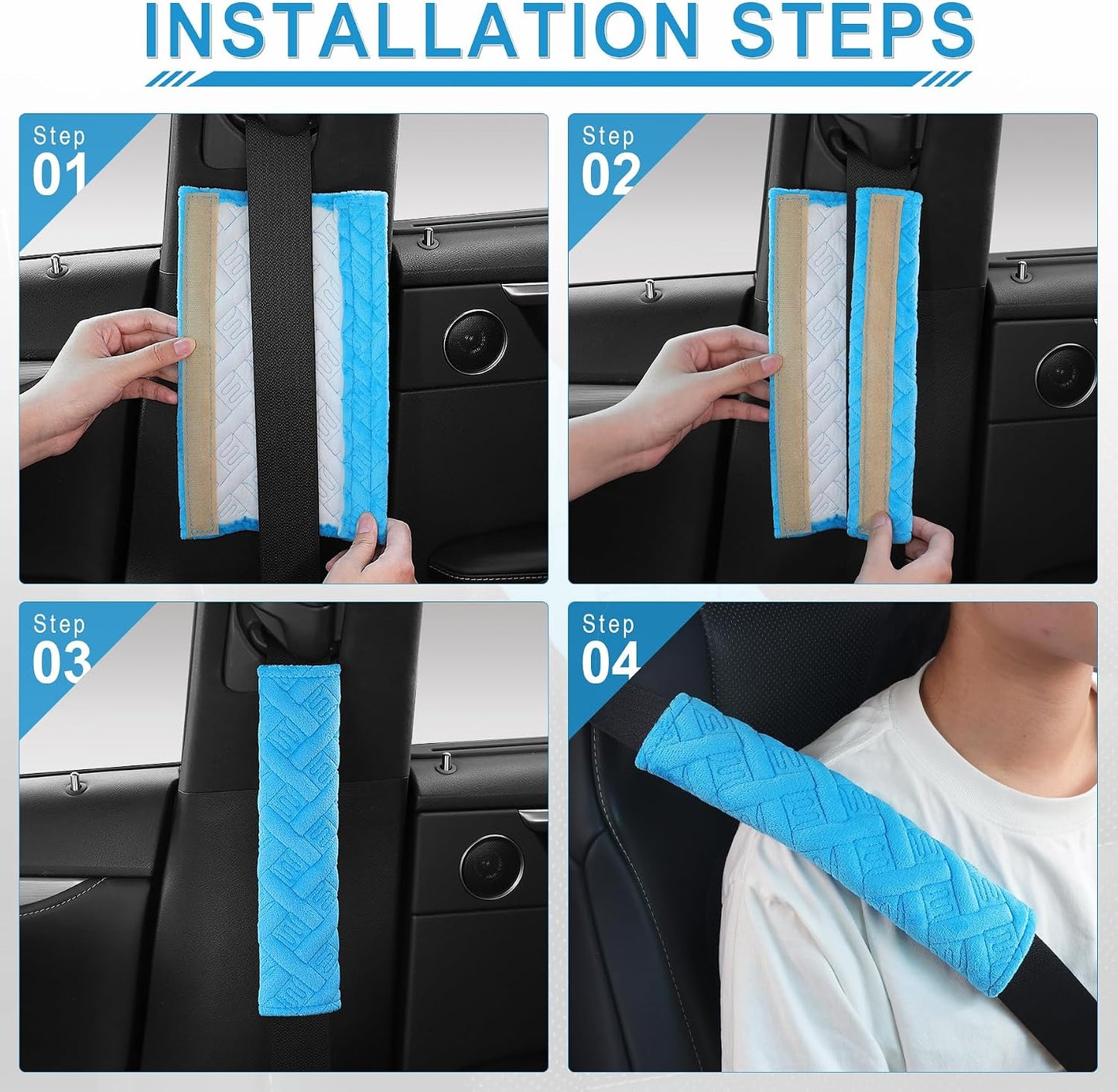 JUSTTOP 2-Pack Universal Car Seat Belt Pads Cover for A More Comfortable Driving, Seat Belt Shoulder Strap Covers Harness Pad for Car Interior Accessories(Black)