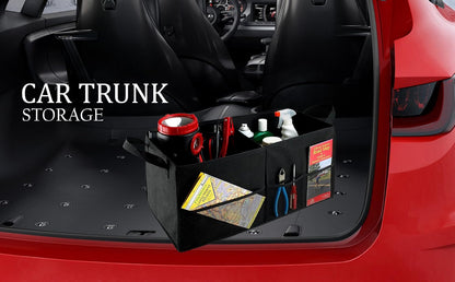 Handy Laundry Car Trunk Organizer – Large 2 Compartment Storage Bin with Non-Slip Fastener, Mesh Side Pockets & Heavy-Duty Handles, 22 x 10 x 11 in, Black – Prevents Shifting & Rolling