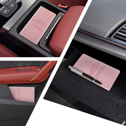 Car Registration and Insurance Card Holder for Women Men, Orange Glove Box Paperwork Organizer with Magnetic Buckle for Easy Access and Protect Documents and Various Cards in Vehicle