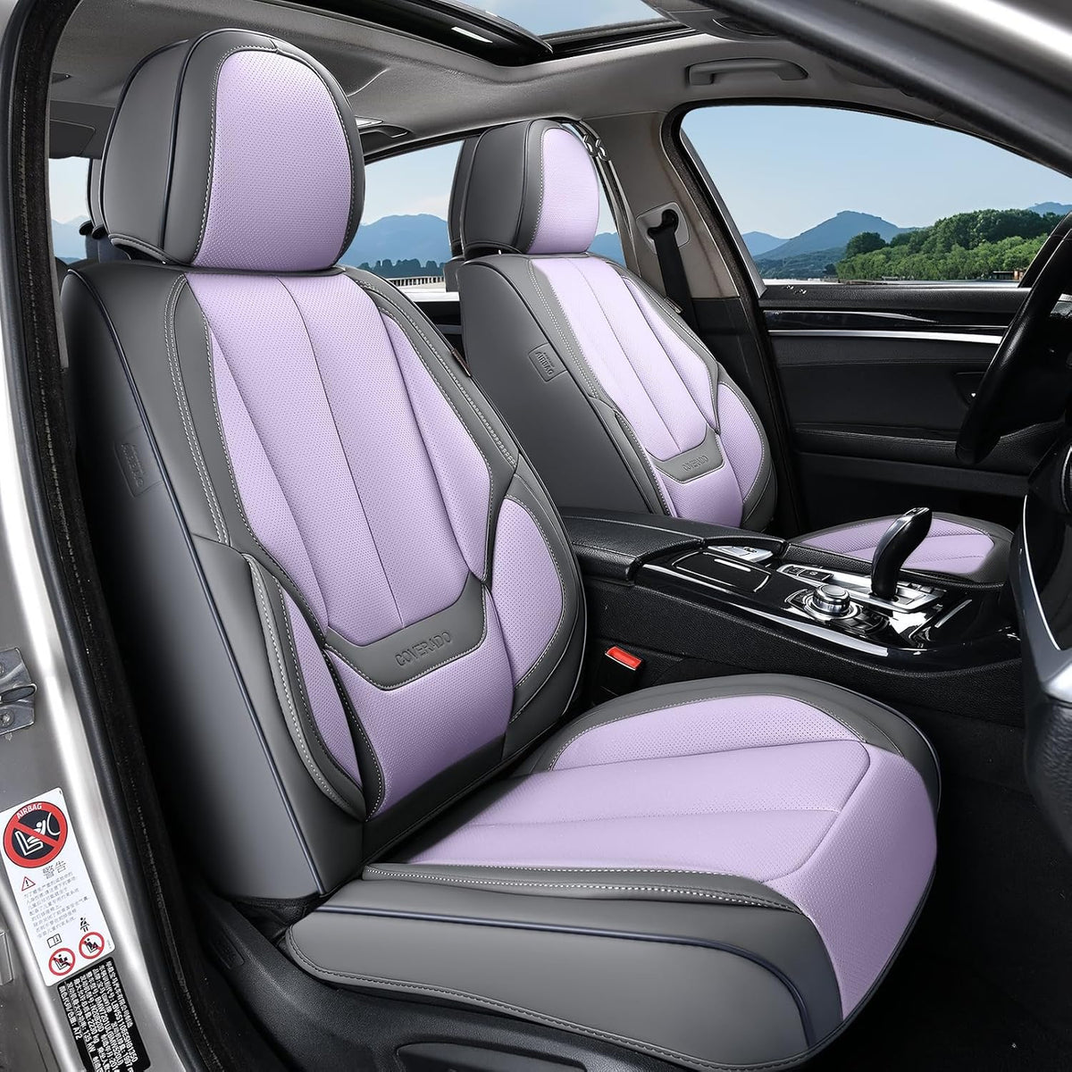 Coverado Seat Covers Full Set, Black Seat Covers for Cars 5 Seats, Car Seat Protector, Waterproof Nappa Leather Car Seat Cushion, Front and Rear Car Seat Cover Fit for Most Sedans SUV Pick-up Truck - Colors A