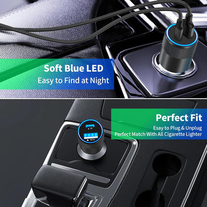 【MFi Certified】iPhone 17 Car Charger Fast Charging, Braveridge 75W USB C PD&QC Car Power Cigarette Lighter USB Charger with 6FT Type C Coiled Cable for iPhone 17/17 Pro Max/16/15/Galaxy S26/S25/Pixel