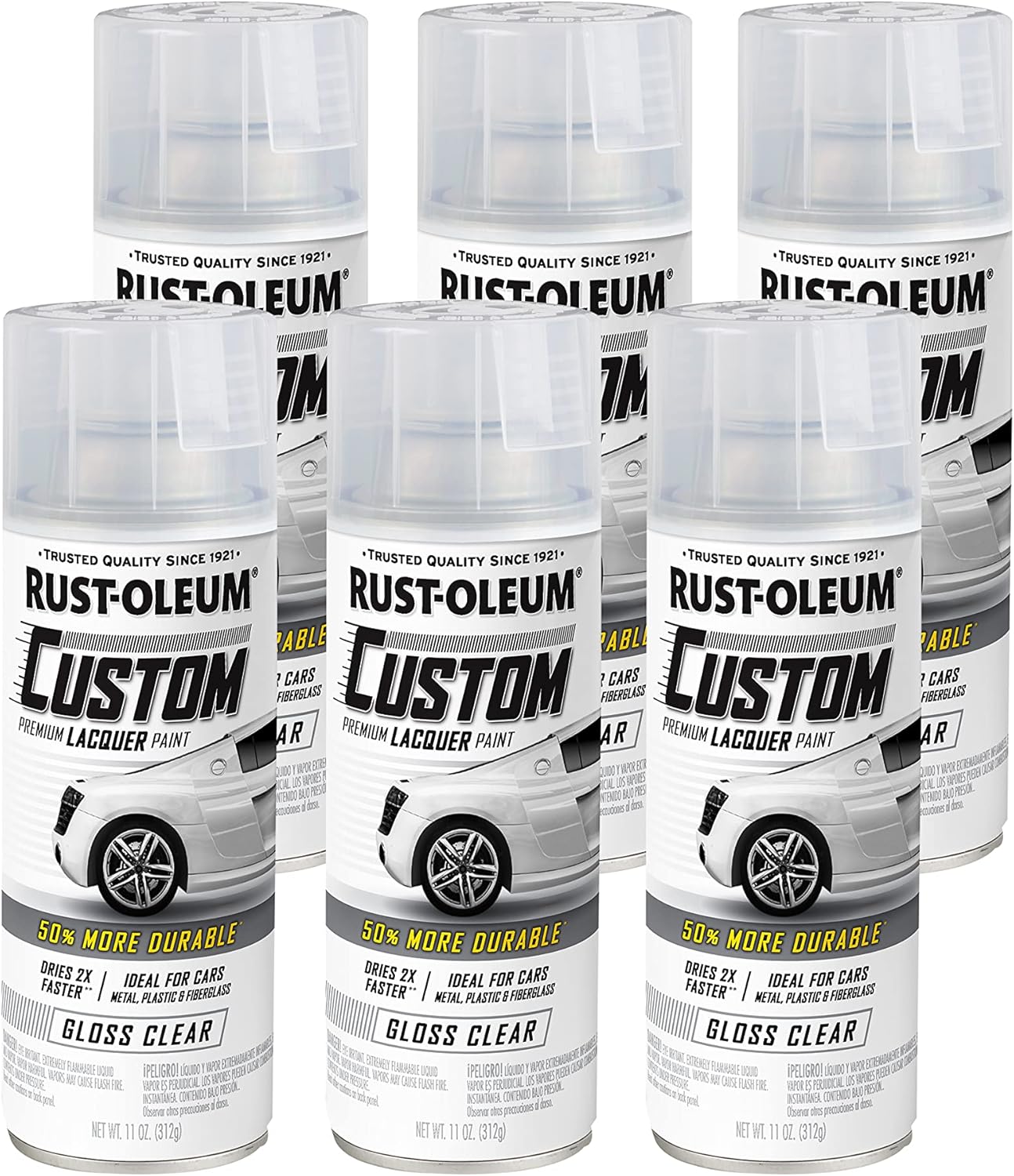 Rust-Oleum 323383 Automotive Custom Lacquer Spray Paint, 11 oz, Gloss Clear