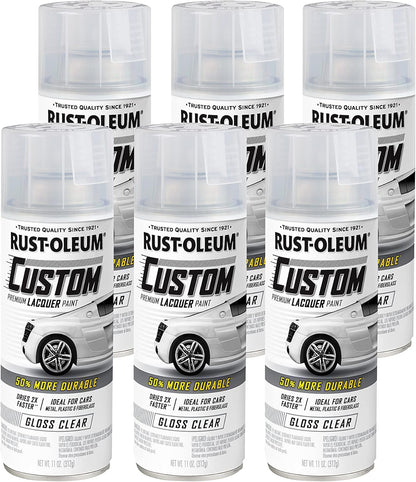 Rust-Oleum 323383 Automotive Custom Lacquer Spray Paint, 11 oz, Gloss Clear