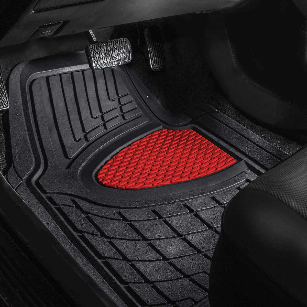 FH Group Automotive Floor Mats - Heavy-Duty Rubber Floor Mats for Cars, Universal Fit Full Set, Climaproof & Trimmable Floor Mats for Most Sedan, SUV, Truck, Black
