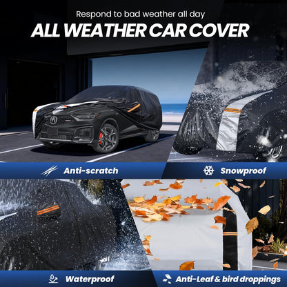 Large SUV Car Cover for Chevy Suburban 100% Waterproof All Weather, Heavy Duty Outdoor Full Exterior Covers Rain Sun Wind UV Protection. - Colors B