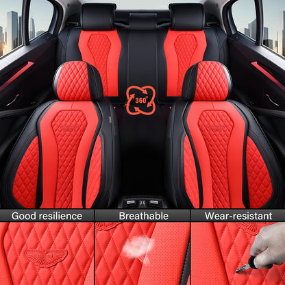 Coverado Seat Covers, Car Seat Covers Full Set, Black Car Seat Cover, Car Seat Covers Front Seats Back Seat Cover, Waterproof Car Seat Cushion, Leather Seat Covers Seat Protector Fit for Most Cars