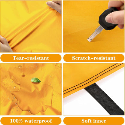 Riakrum Full Car Cover Waterproof All Weather for Automobiles Windproof Cover Rain UV Protection Sun Scratch Resistant Outdoor Universal(Fit Sedan Length (185-193'') 70'' H,Black, Orange)