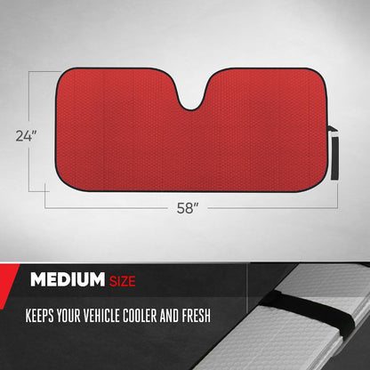 Motor Trend Windshield Sunshade for Car, Truck & SUV, Black - Folding Sun Shade for Front Window, Auto Sun Visor Heat Protection, UV Rays Blocker (58 x 24 Inch)