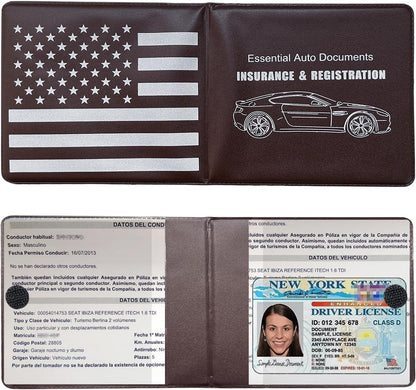 Ziciner Car Registration Insurance Holder, 2Pack Essential Auto Card Document Glove Box Organizer with Touch Fastener, Vehicle Interior Accessories Perfect for Most Car, Truck, SUV (Red/Small Car)