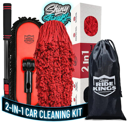 Car Cleaning Supplies Duster, Exterior Scratch Free, Soft Brush Kit for Truck SUV RV Motorcycle, Wax Cotton Hair, Extendable Handle, Car Feather Duster No Lint, Gifts for Men Women