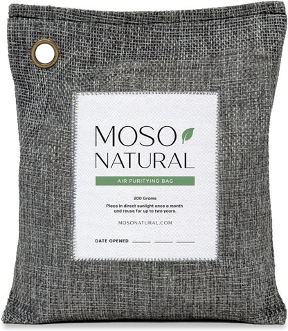 Moso Natural Air Purifying Bag 200g | HGTV Editor's Pick | Premium Bamboo Charcoal Odor Absorber for Home & Car | Closet Odor Eliminator & Car Air Freshener | Long Lasting Charcoal Bags Cover 90sqft